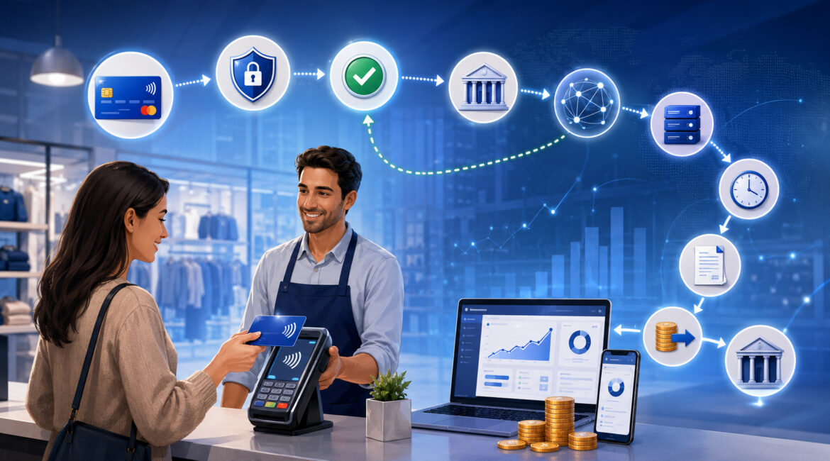 Payment authorization and settlement flow illustration