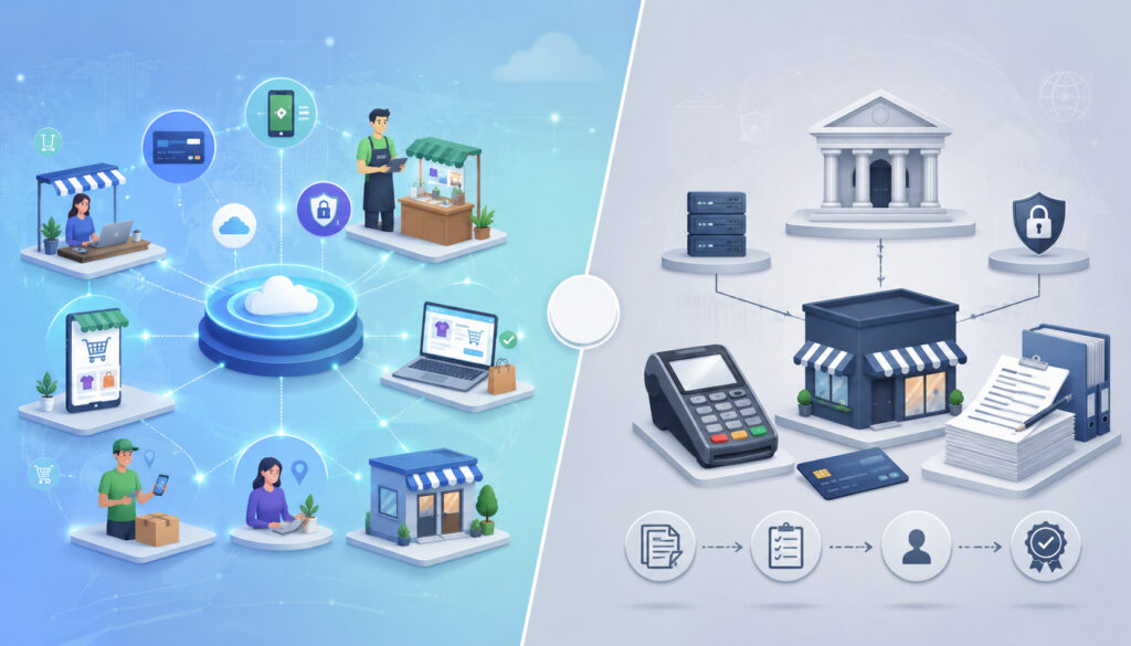 Payment facilitator platform versus traditional merchant account setup