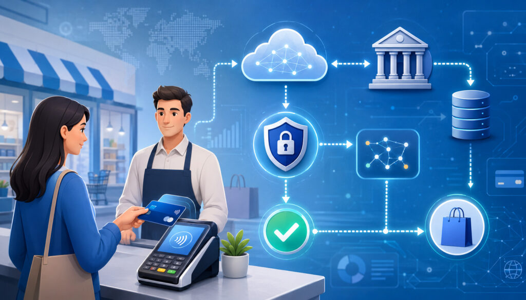 Card payment authorization flow illustration
