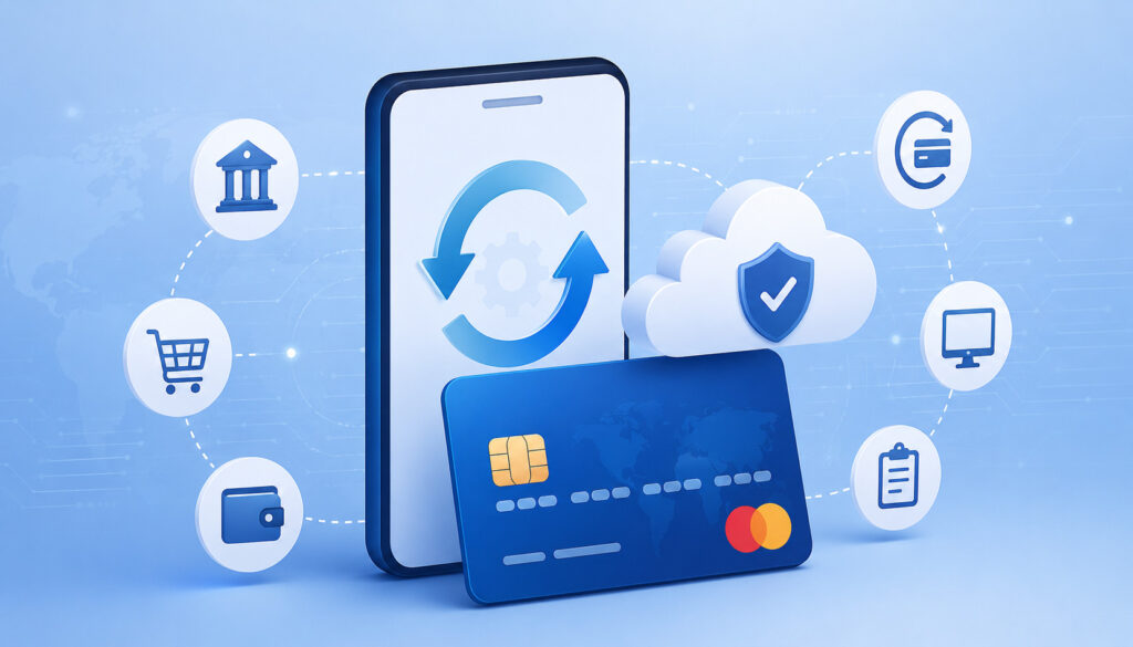 Card account updater syncing payment card information securely